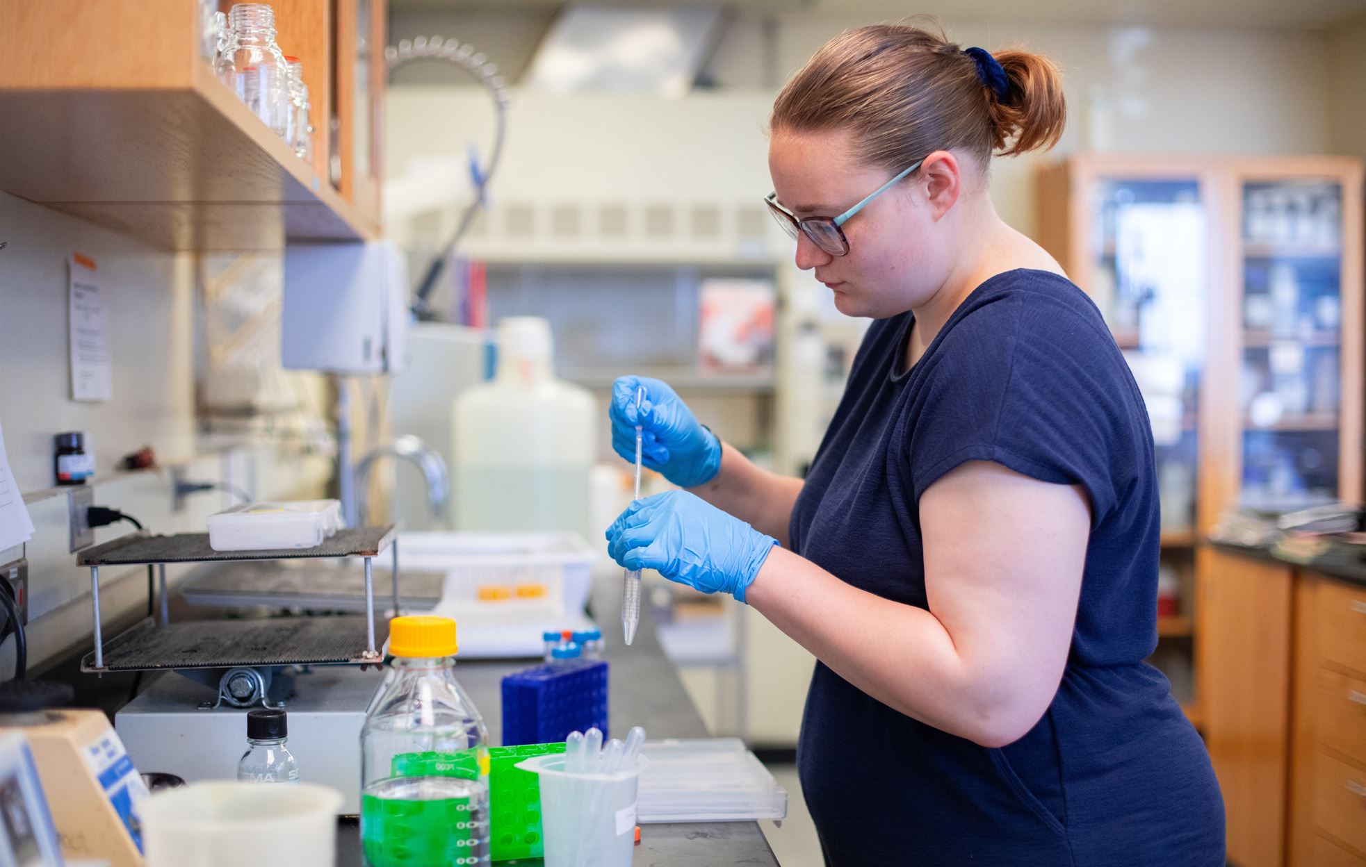 Young woman doing research