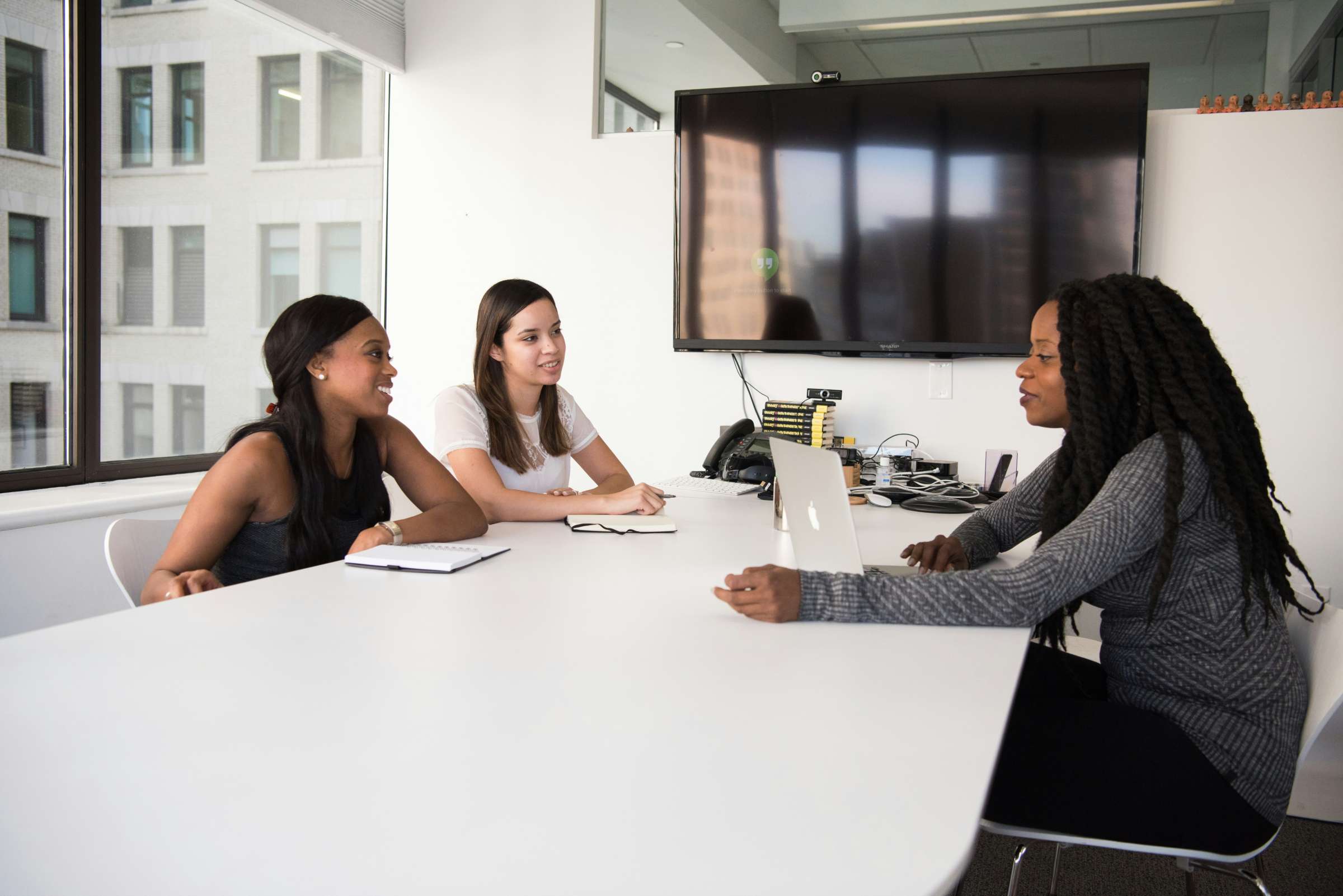 three women talking