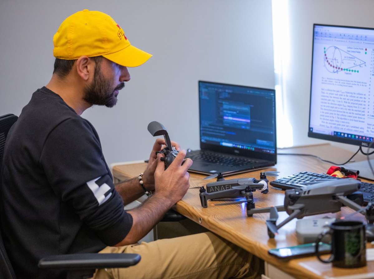 Student working on research